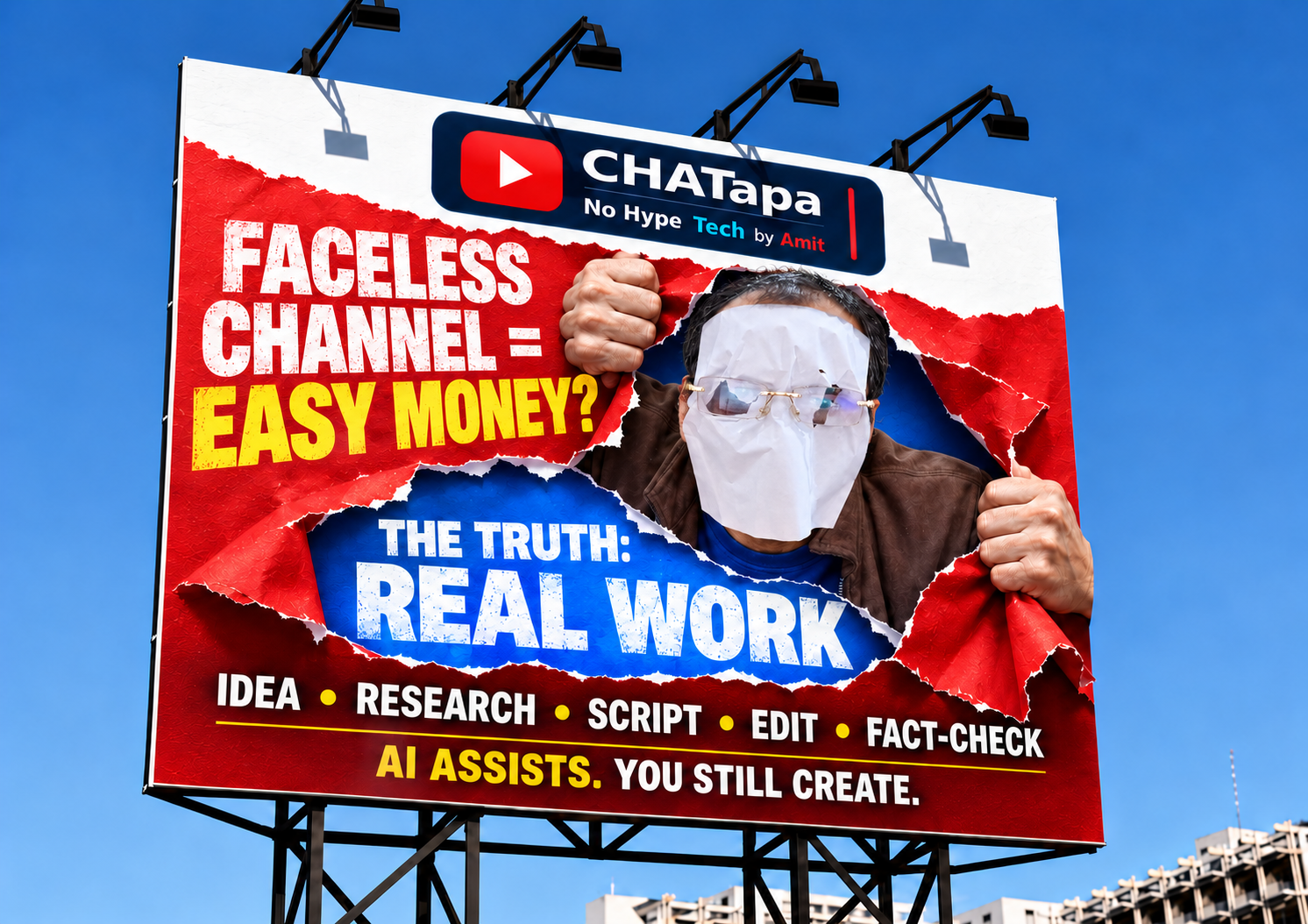 Faceless channel equals easy money? The truth: real work — AI assists, you still create